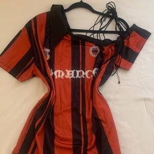 Red and Black Striped Women's Blouse